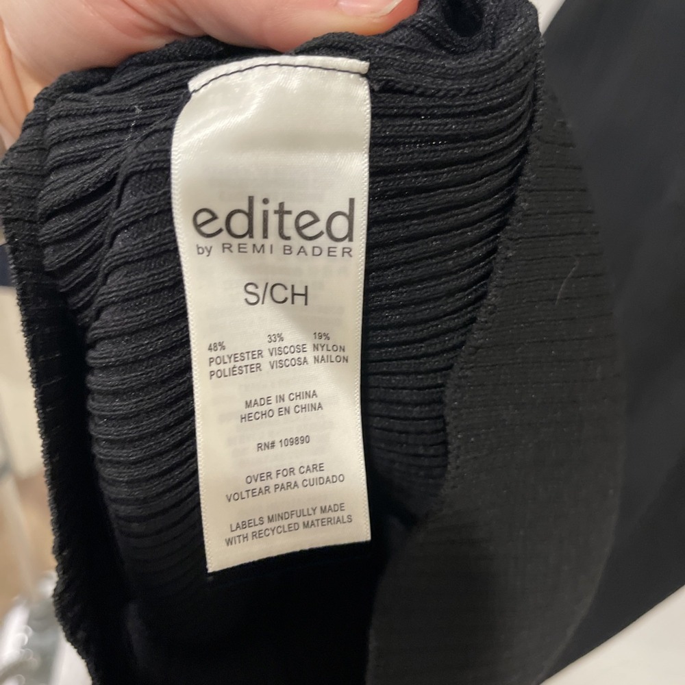 Edited Remi Bader Black Ribbed Tank Dress XL NWT Midi Bodycon Stretch Minimalist - Picture 5 of 10